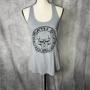 Fitness Tee Co 🌟2/$20 Death By Endurance Gray Skull Graphic Tank Top - LG